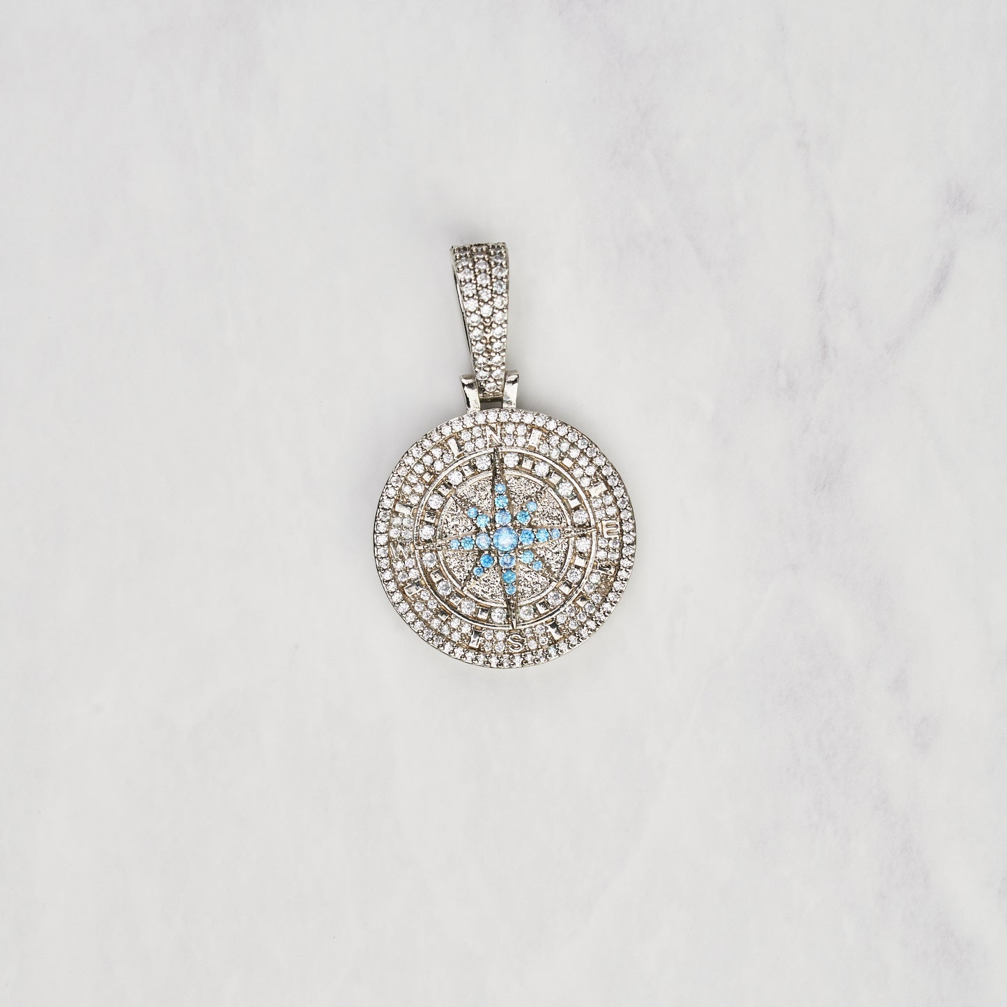 Symphony Compass Pendant in White Gold