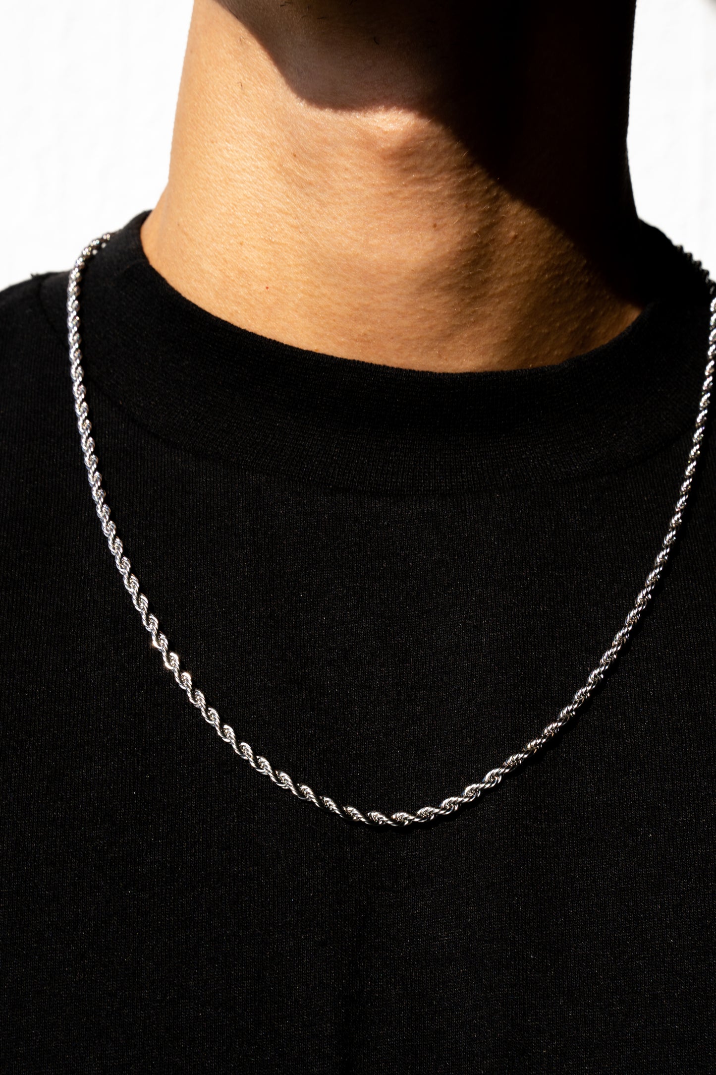 3mm Rope Chain in White Gold