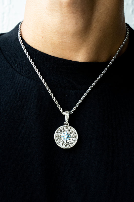 Symphony Compass Pendant in White Gold