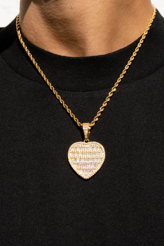 Baguette Heart Pendant in Gold