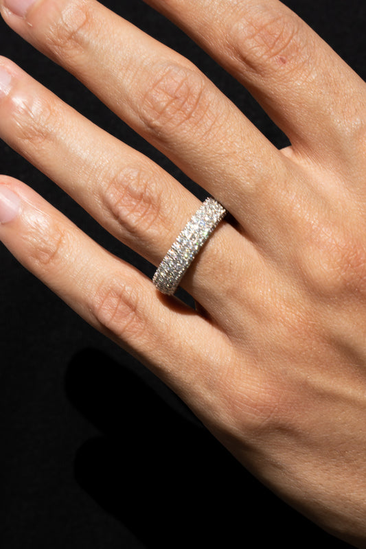 Triple Row Eternity Ring in White Gold