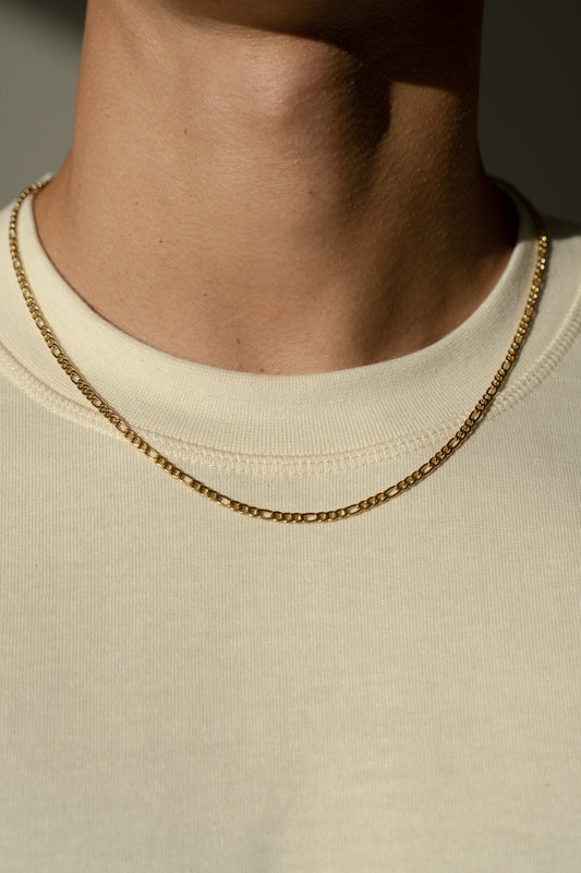 3mm Figaro Chain in Gold