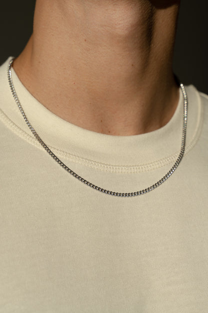 3mm Cuban Chain in White Gold